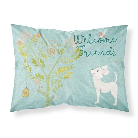 Carolines Treasures BB7629PILLOWCASE Welcome Friends White Chihuahua Fabric Standard Pillowcase BB7629PILLOWCASE
